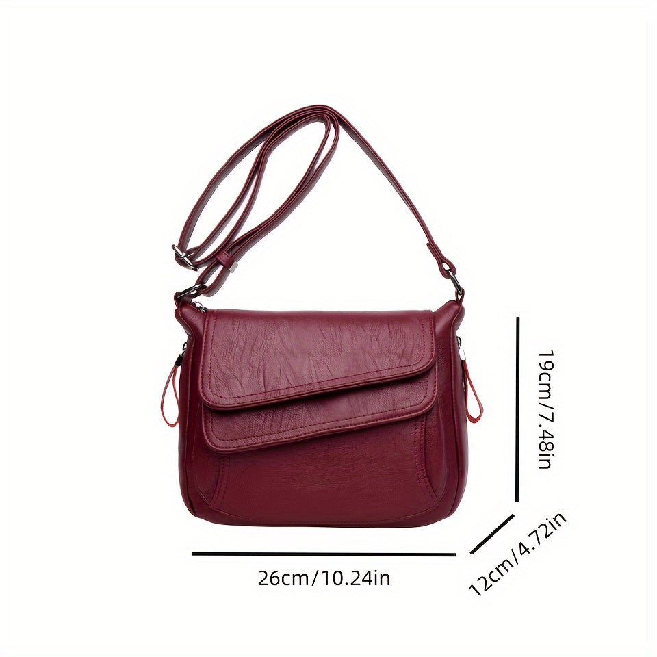 Chic Faux Leather Crossbody Bag for Women Classic Design Magnetic Closure