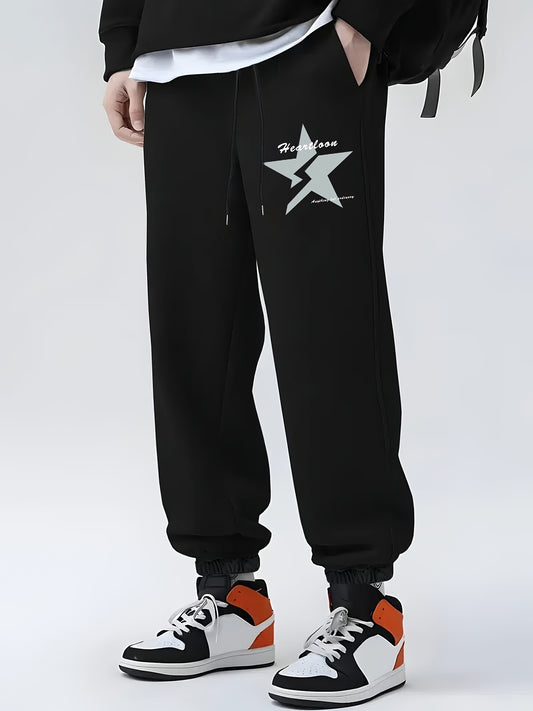 Men s Vintage Star Pattern Print All match Drawstring Sweatpants