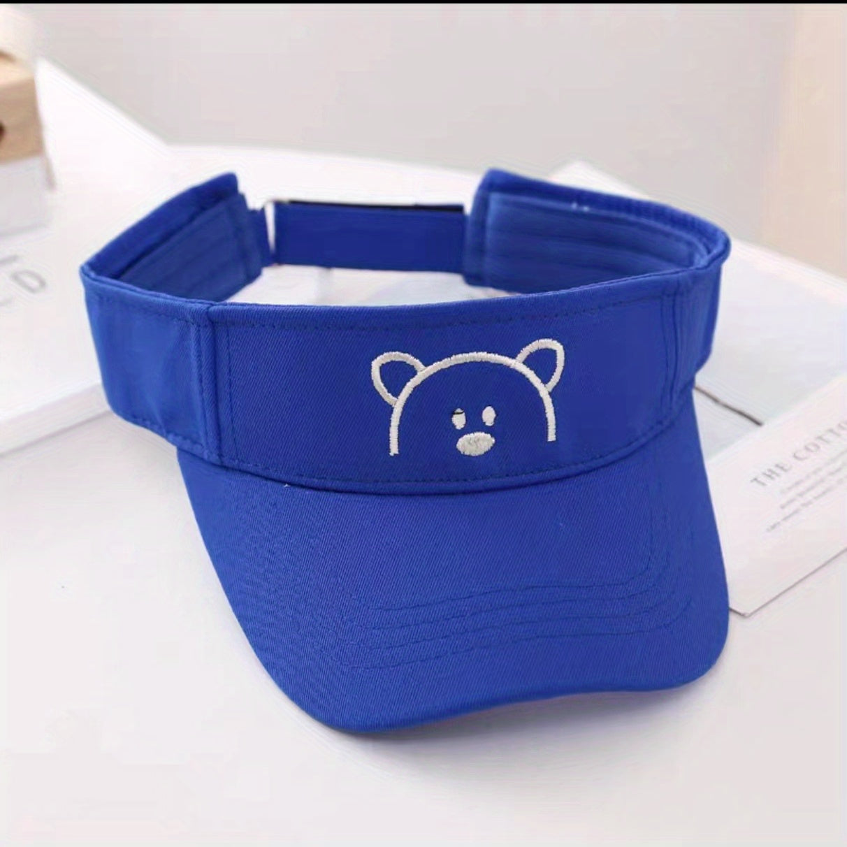 Kid's Casual Sun Hat w/ Embroidered Bear Pattern