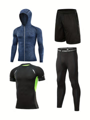 Men's Hooded Jacket Hoodie Set Quick drying Gym Outfit