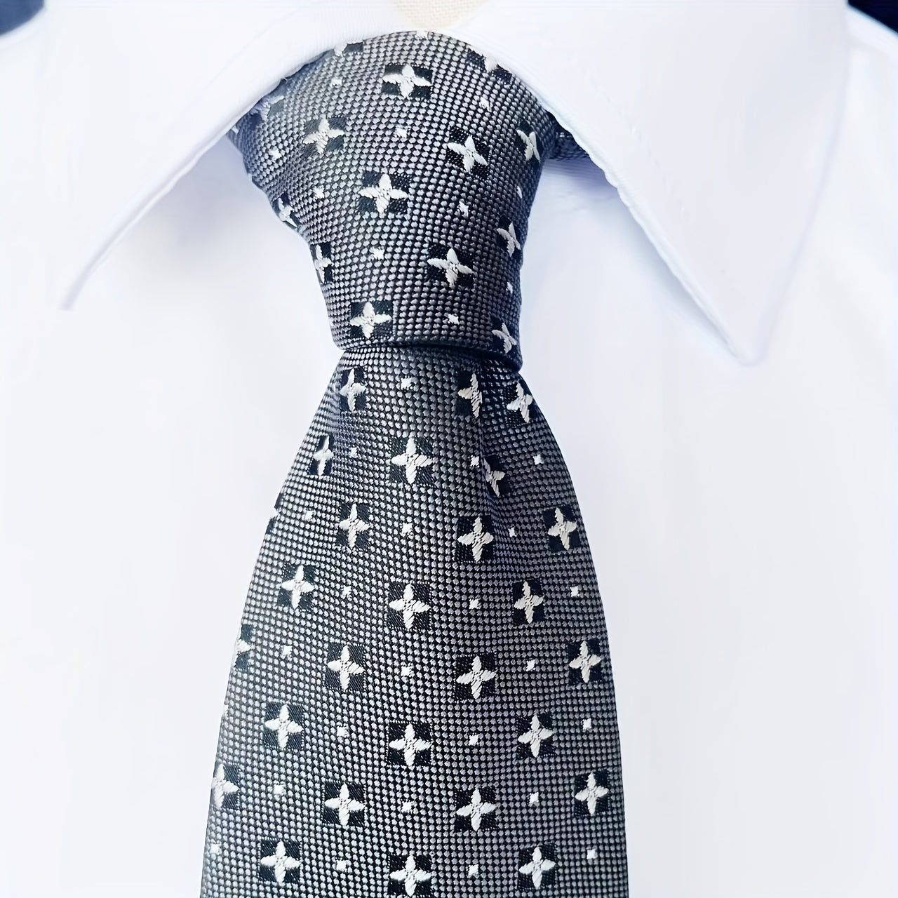 Vintage Gray Tie Pocket Square & Cufflink Set Business Party Wedding
