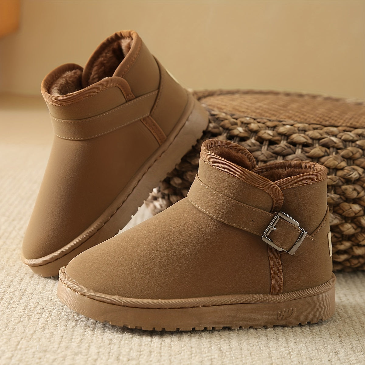 Women's Waterproof Snow Boots Faux Fur Lined Non-slip Platform Short Boots