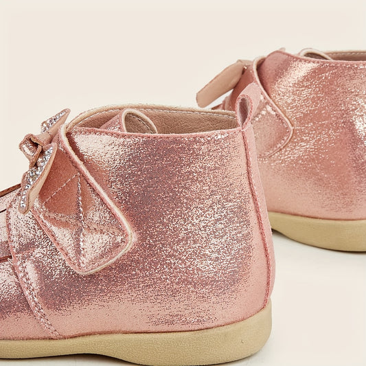 Rhinestone Bow Boots Girls Warm Winter Non-slip Comfortable