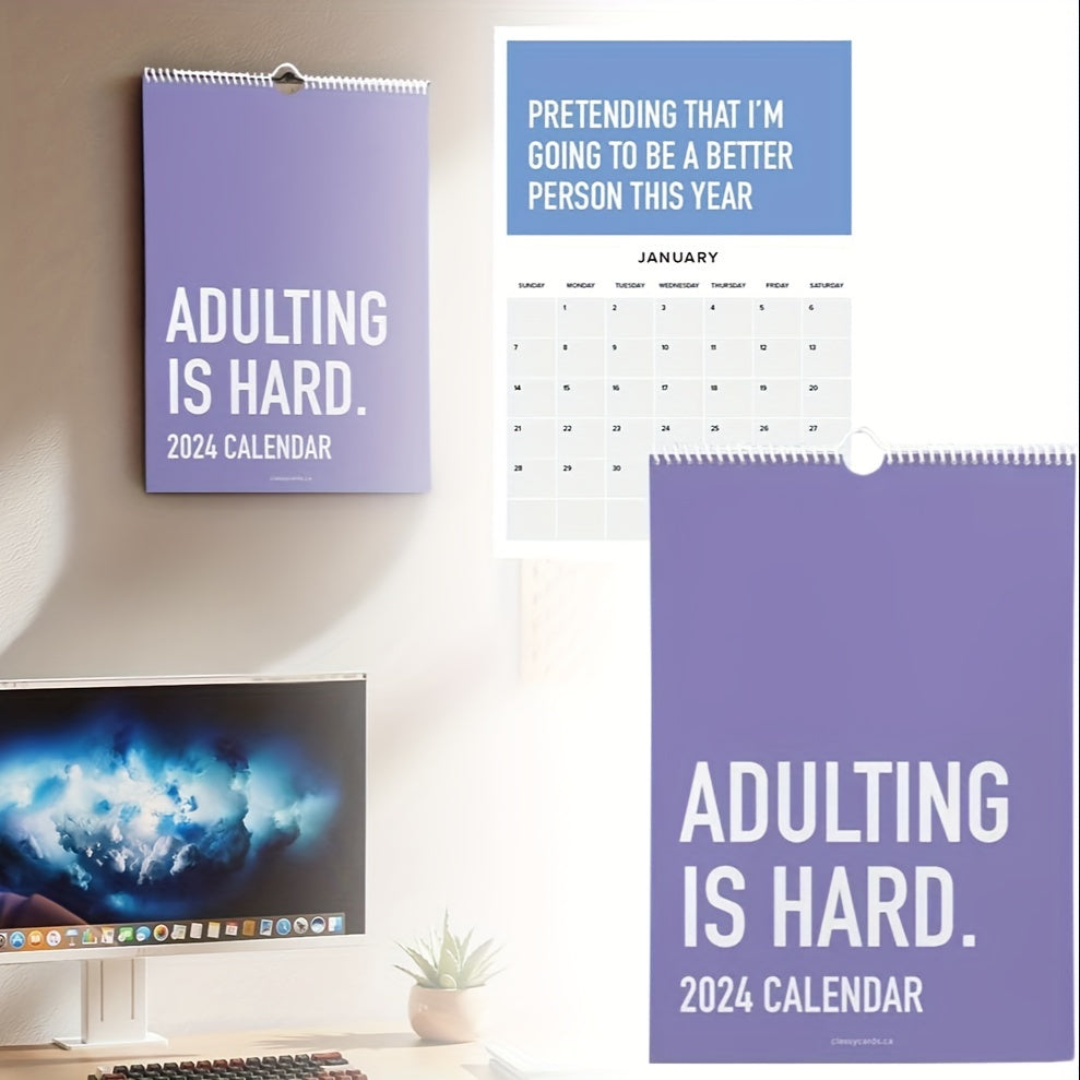 Motivational Wall Calendar - Easy Daily Grid Notepad - Home Office Planner