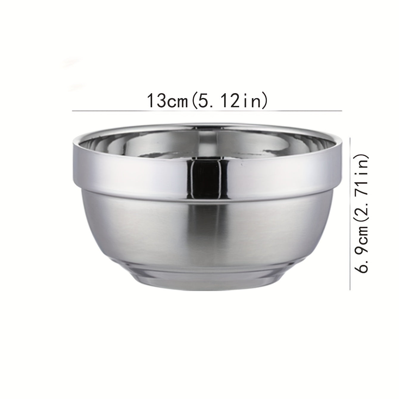 1pc Stainless Steel Anti-scald Bowl Household Rice Soup Serving Salad Mixing Bow