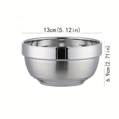 1pc Stainless Steel Anti-scald Bowl Household Rice Soup Serving Salad Mixing Bow