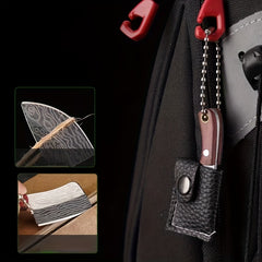 Mini Damascus Pattern Toy Keychain with Leather Cover