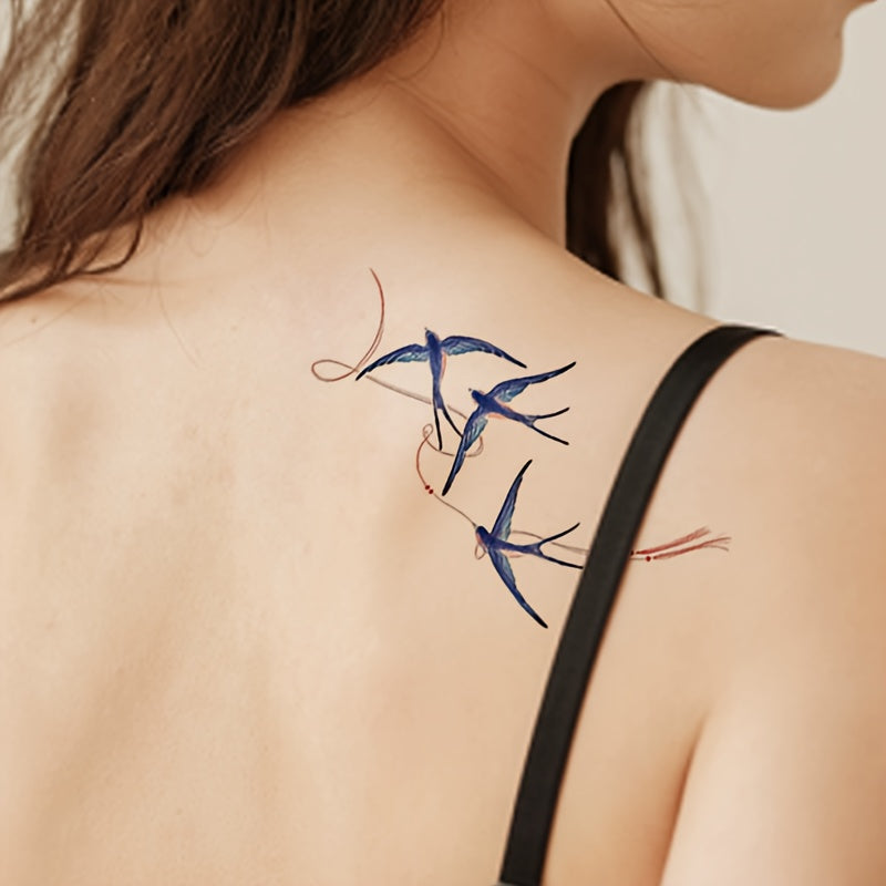 Colorful Bird Fly Tattoo Sticker Waterproof