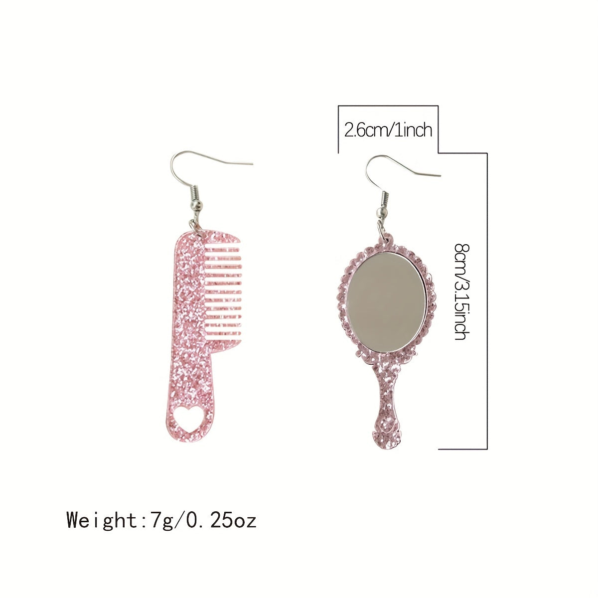Y2K Acrylic Mirror Comb Earrings Cute Female Gift