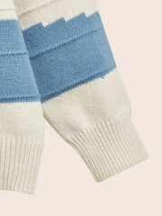 Striped Pattern Sweater Men's Casual Warm Round Neck Pullover