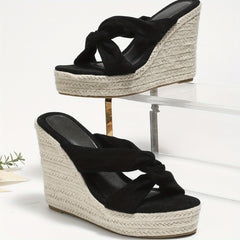 Women's Cross Strap Platform Wedge Sandals