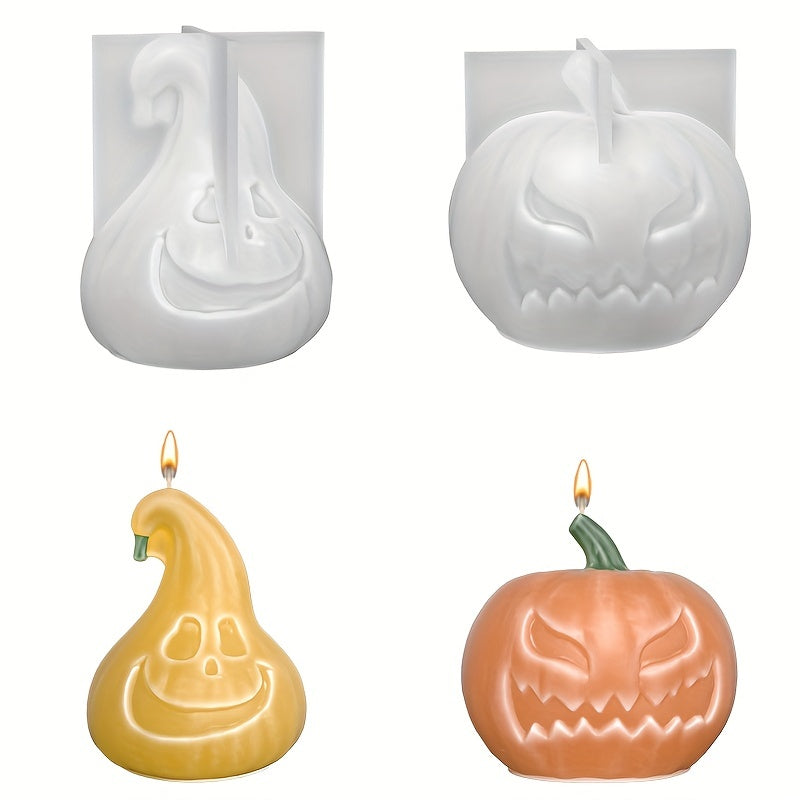 Halloween DIY Candle Silicone Mold 3D Angry Pumpkin Aromatherapy Candle