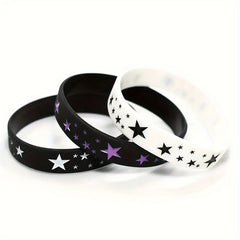 3 Pcs Star Graphic Silicone Bracelet Unisex Sports Wristband