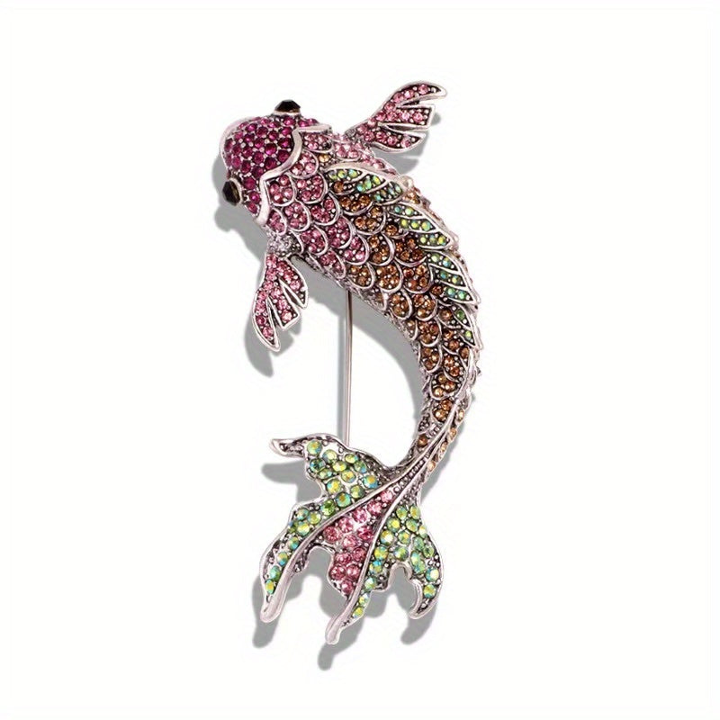 Fish Rhinestones Brooch Pendant For Men