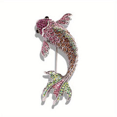 Fish Rhinestones Brooch Pendant For Men
