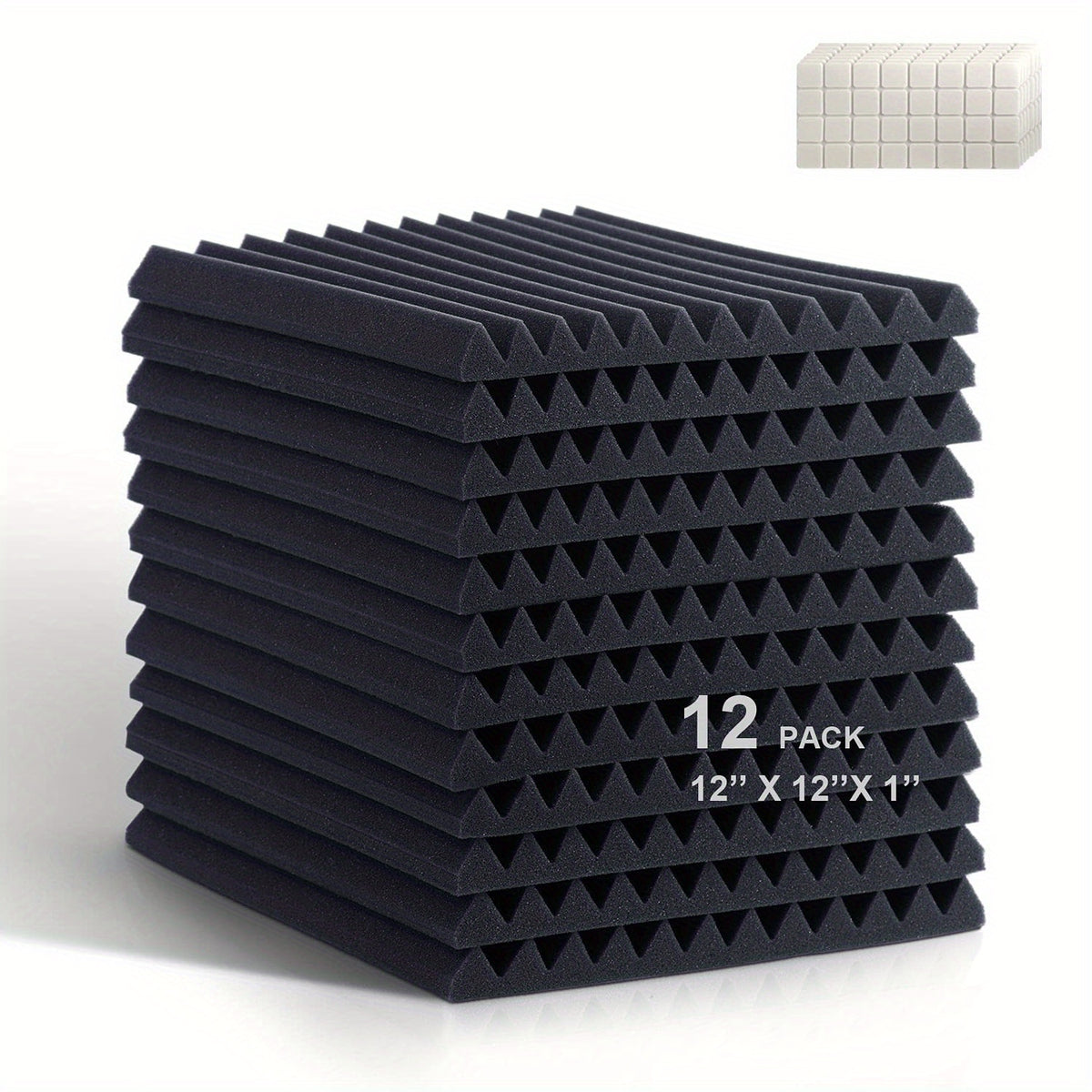 12pcs Wedge Acoustic Panels 12 12 1 Inch High Density Soundproofing Foam Panels