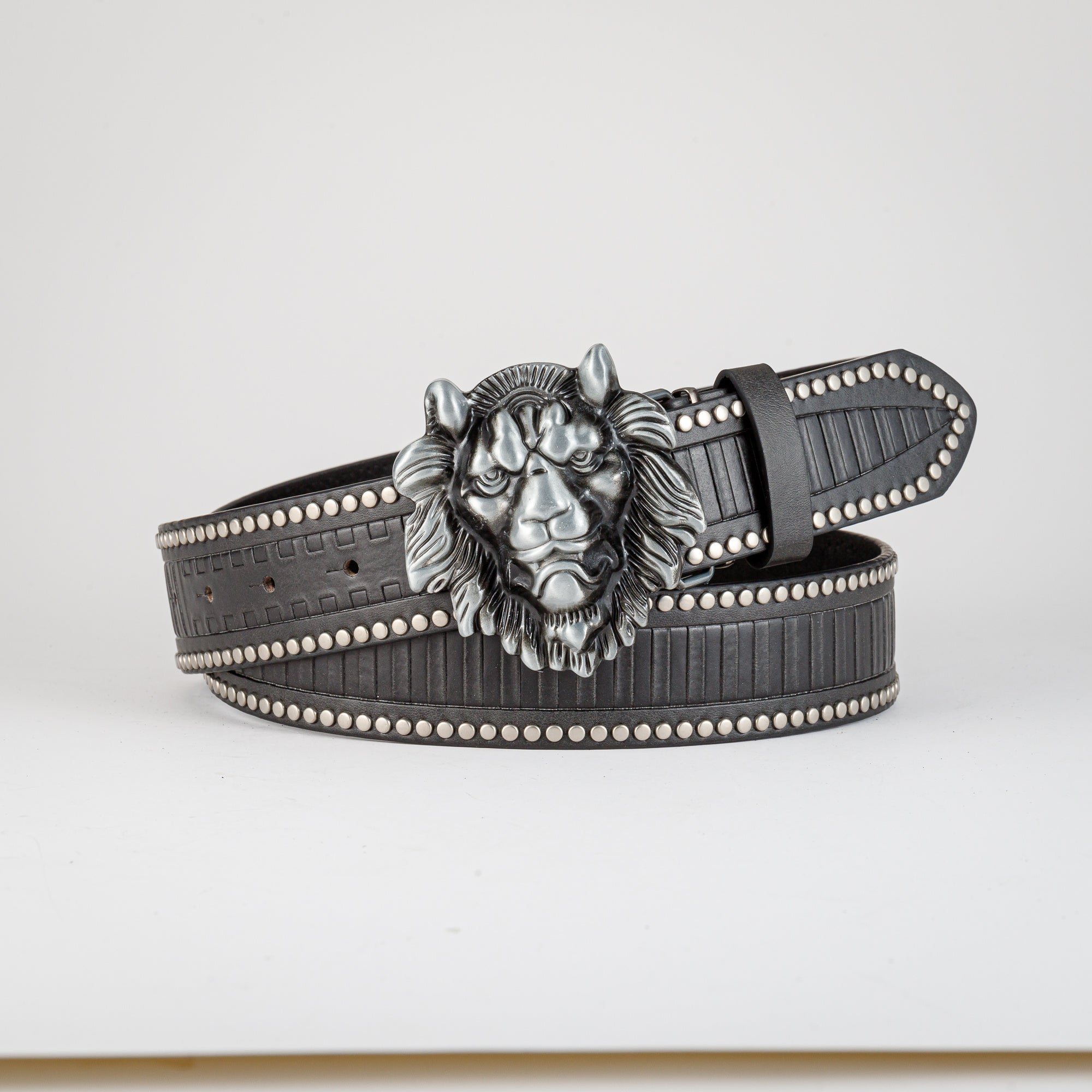 Men's Lion Buckle Belt PU Leather Decorative Accessories