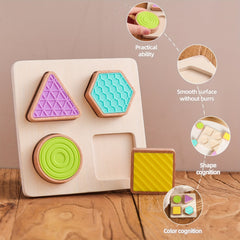 Wooden Sensory Shape Matching Puzzle Educational Toy for Cognitive Skills