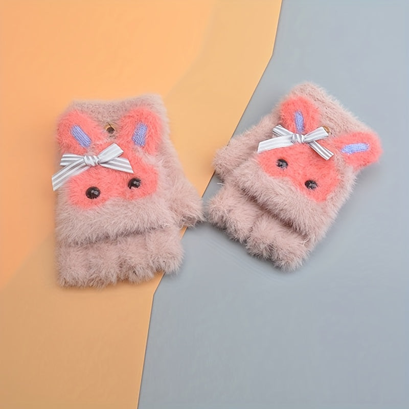 Kids Waterproof Half-finger Warm Gloves 6-15 Years