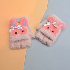 Kids Waterproof Half-finger Warm Gloves 6-15 Years