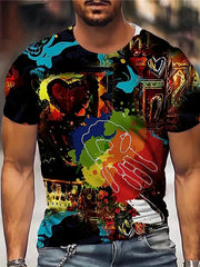 Men's Summer Splatter Graphic T Shirt, Active & Stretchy