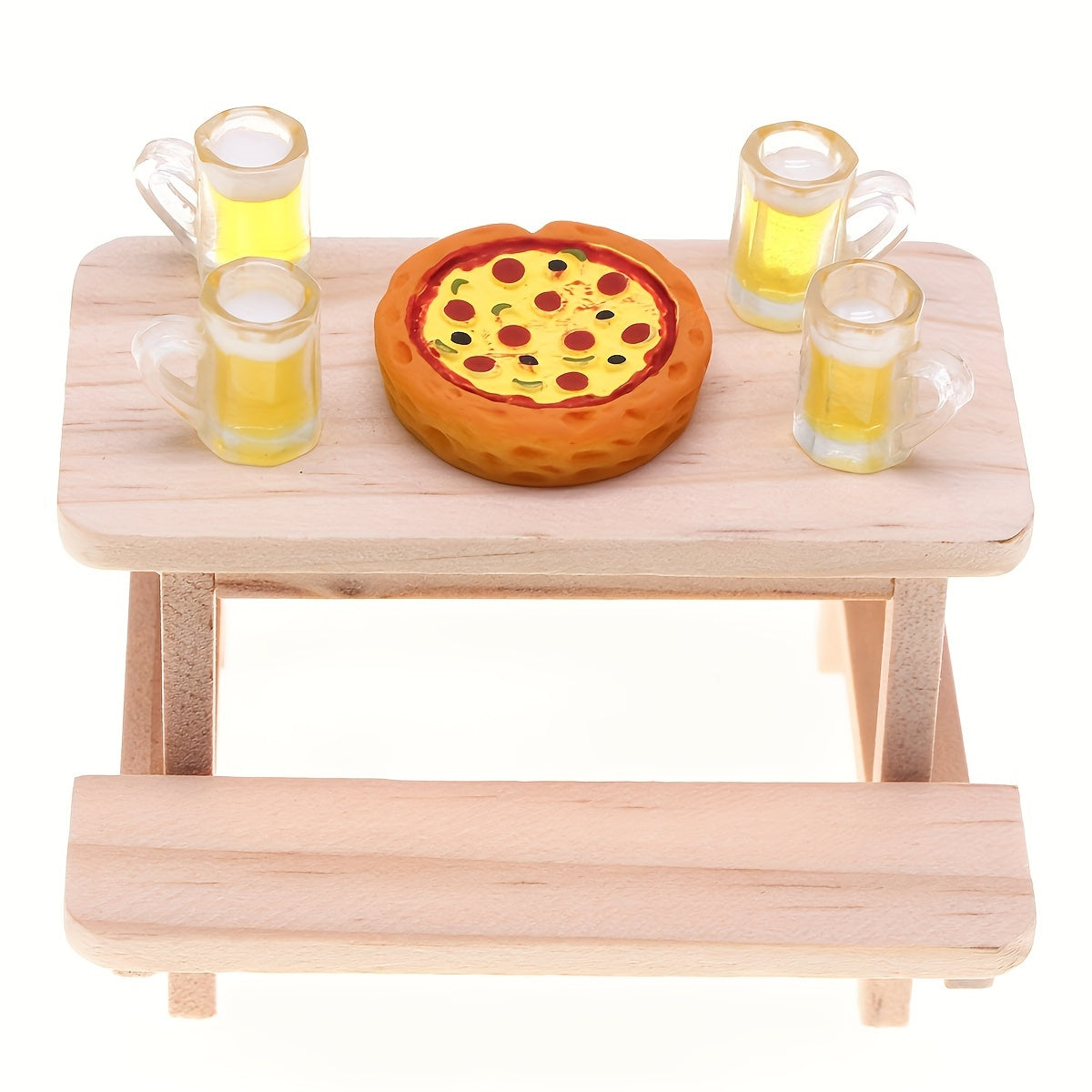 1:12 Scale Wooden Table & Chair Set Dollhouse Furniture Micro Doll Food Play Sce