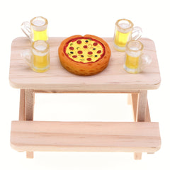 1:12 Scale Wooden Table & Chair Set Dollhouse Furniture Micro Doll Food Play Sce