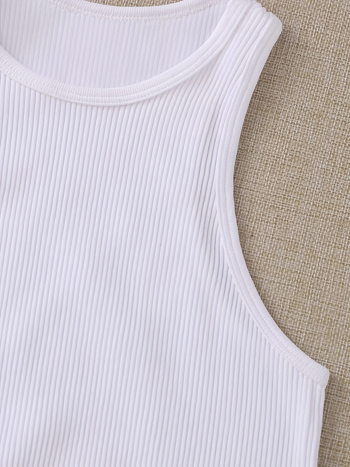 Solid Ribbed Crop Tank Top High Stretch