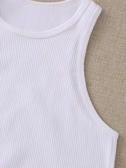 Solid Ribbed Crop Tank Top High Stretch