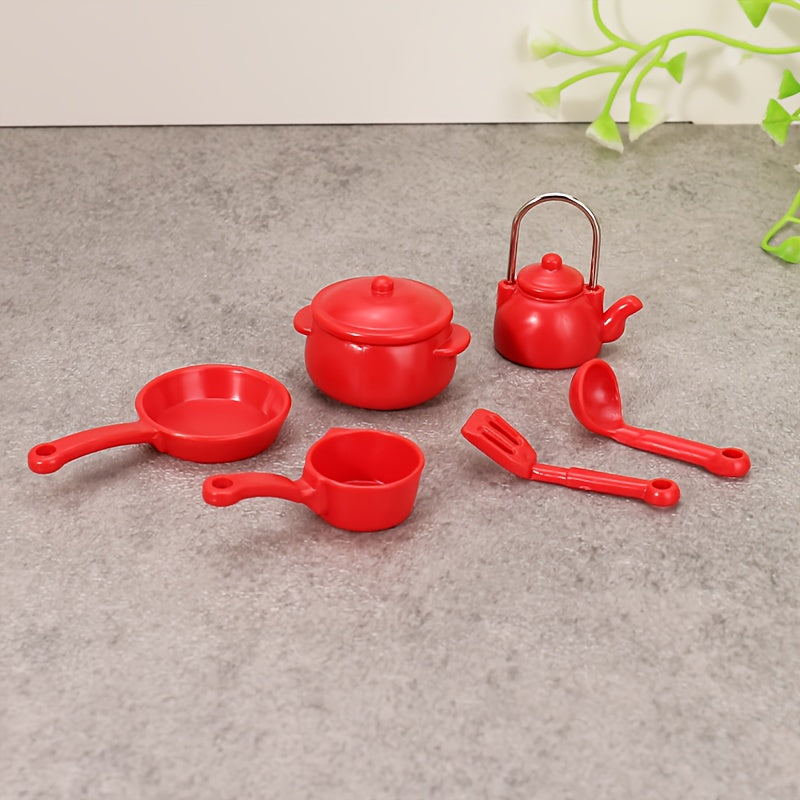 6pcs Mini Kitchen Utensils Boiling Pot Pan Spoon for Dollhouse Kitch