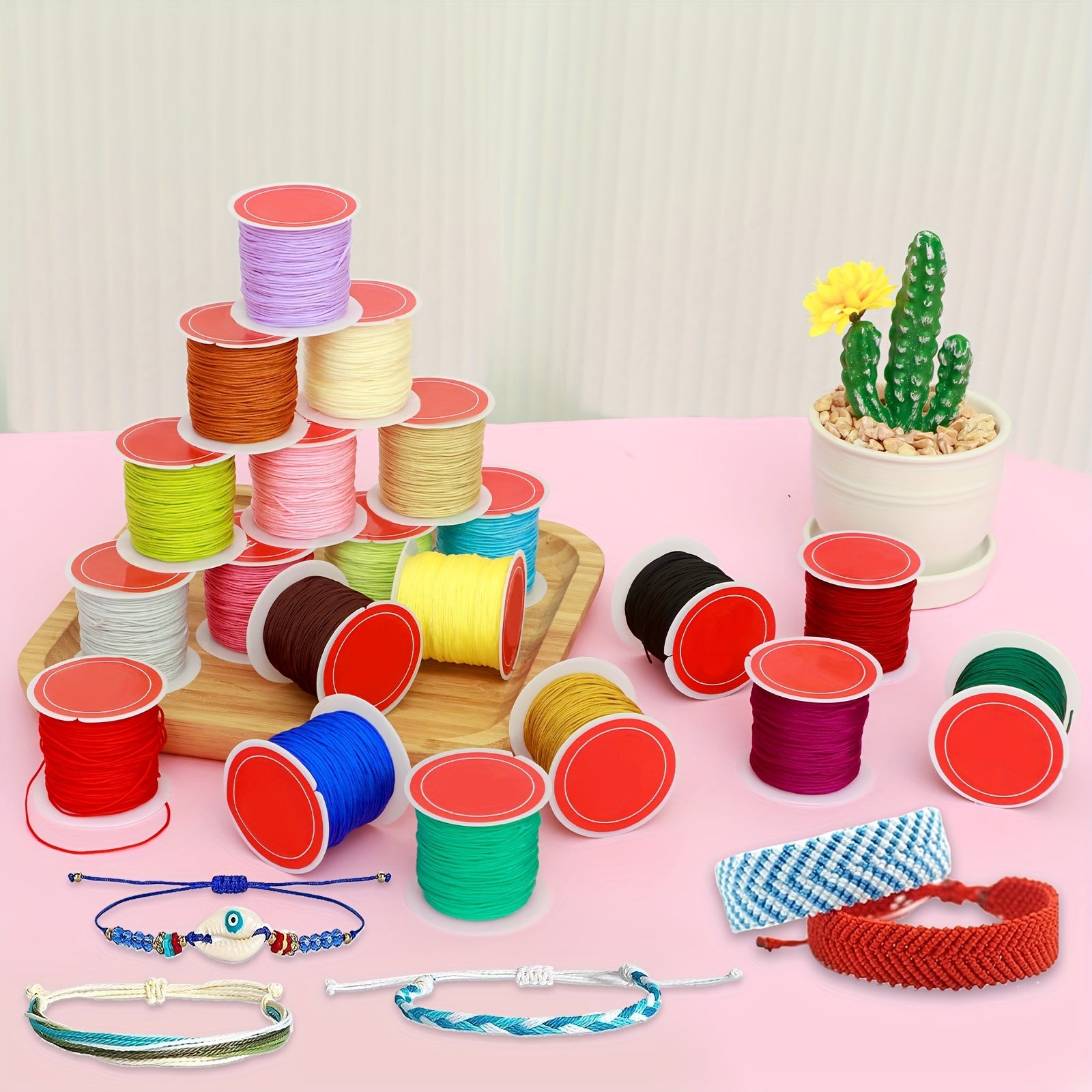 20 Rolls Wax String 0.8mm Bracelet Making 20 Colors Waterproof Anti Fade Cord