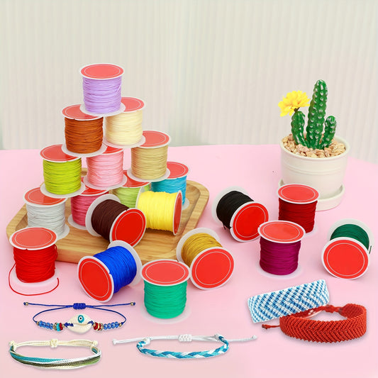 20 Rolls Wax String 0.8mm Bracelet Making 20 Colors Waterproof Anti Fade Cord