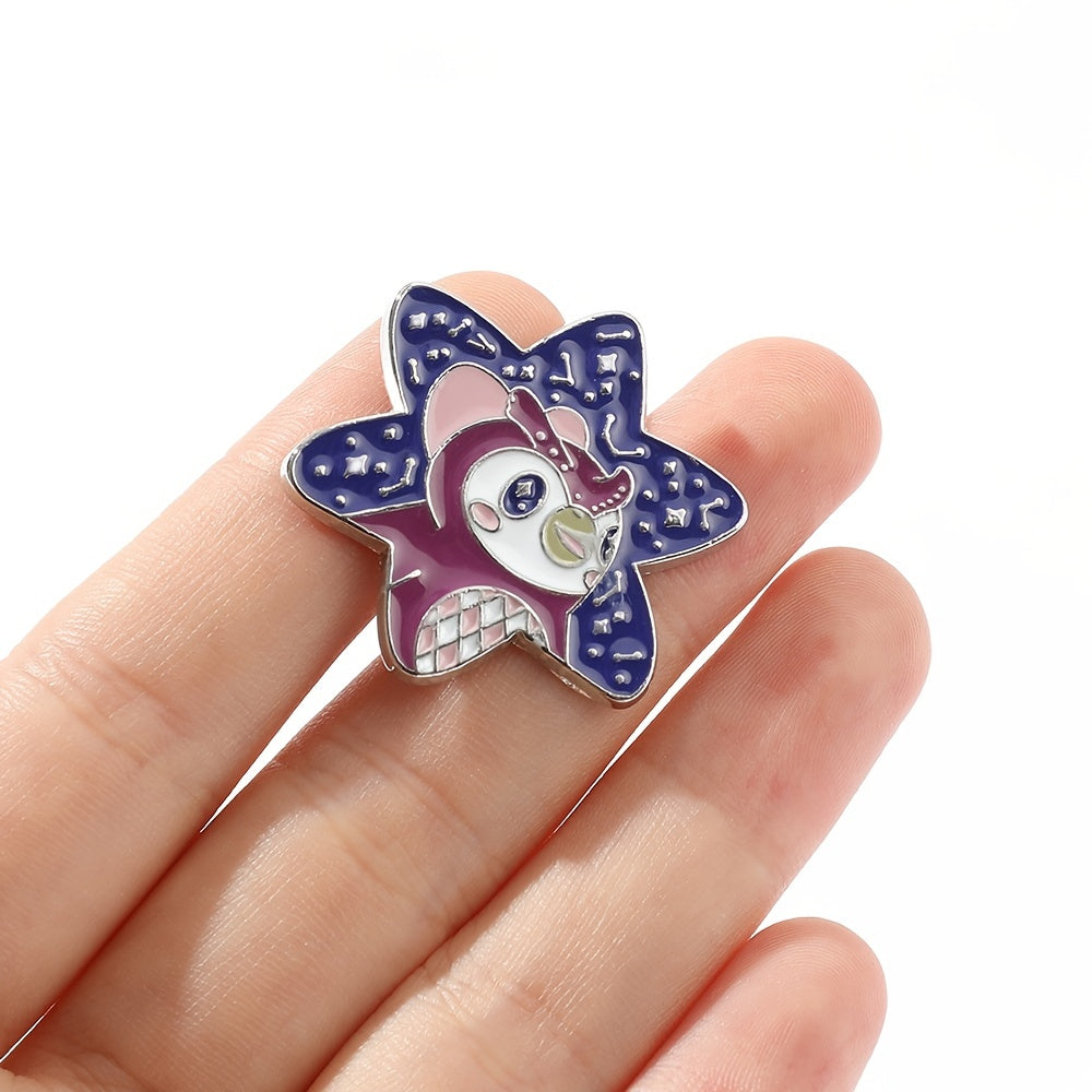Purple Crane Cartoon Enamel Pin Brooch Sweater Accessory