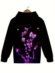 Butterfly Graphic Hooded Sweatshirt Long Sleeve Pullover Hoodies