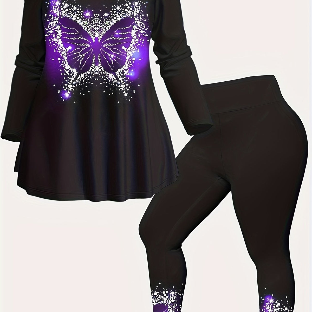  Glitter Butterfly High Rise Skinny Leggings