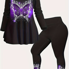  Glitter Butterfly High Rise Skinny Leggings
