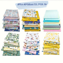 8pcs Multicolor Patchwork Fabric Cotton Sewing Floral DIY Doll