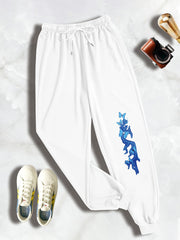  Butterfly & Lightning Print Drawstring Sweatpants