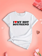 Hot Boyfriend Love Letter Graphic Sports T-shirt