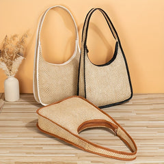 Minimalist Straw Hobo Shoulder Bag Bohemian Woven Bag Holiday All Match