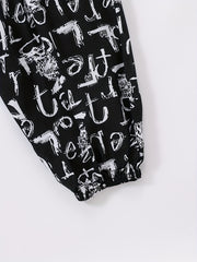 Alphabet Print Matching Sweatpants for Family Activities and Travel
