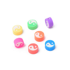 100pcs 10mm Multicolour Tai Ji Polymer Clay Spacer Beads DIY Jewelry Making