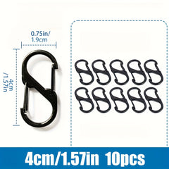 10pcs Stainless Steel S Type Carabiner Backpack Hanging Buckle Keychain