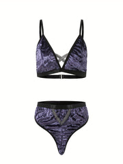  Glitter Tape Velvet Bra & Panty Set