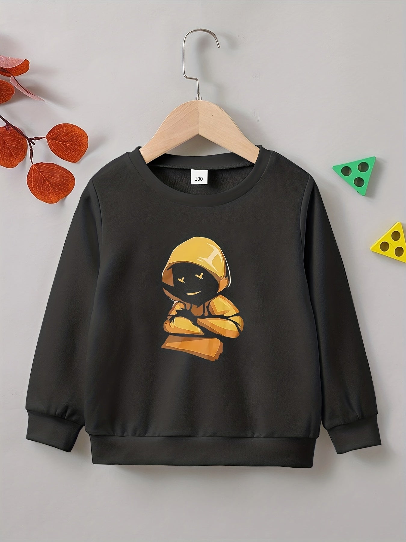 Cartoon Boy Print Boys Casual Pullover Sweatshirt
