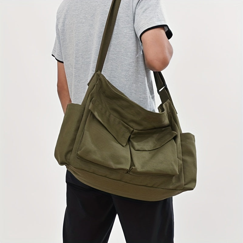 Men's Vintage Canvas Messenger Bag Large Capacity Shoulder Bag