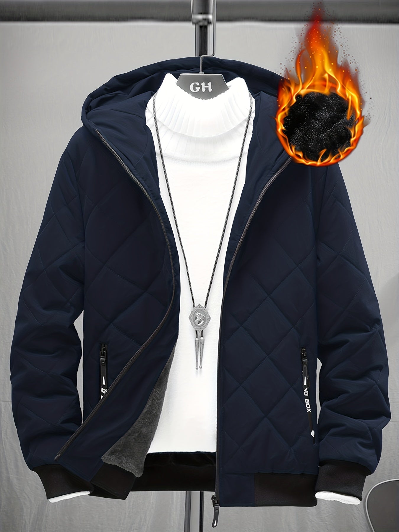 Men's Winter Hooded Coat Thick Warm Zip Up Jacket