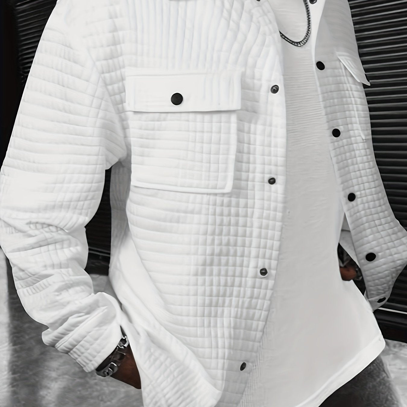 Men's Button Lapel Collar Long Sleeve Jacket