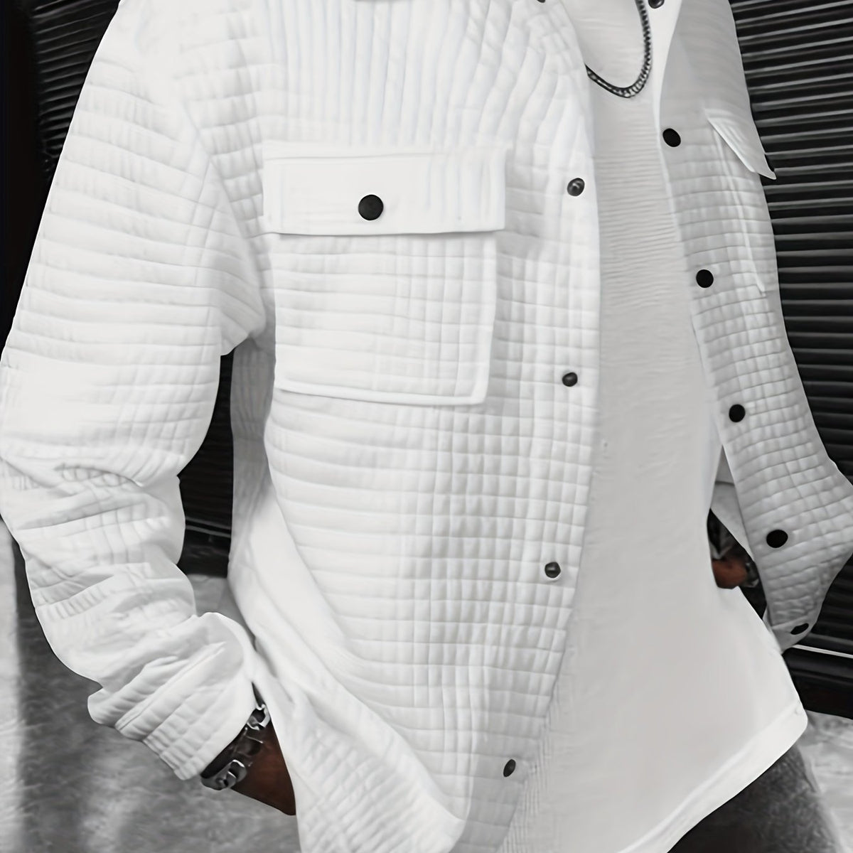 Men's Button Lapel Collar Long Sleeve Jacket