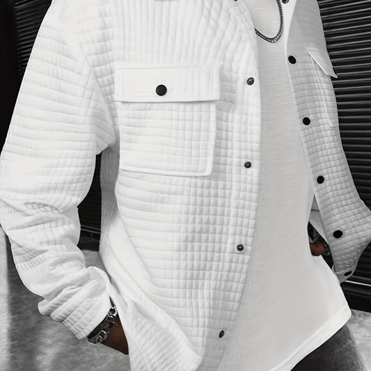Men's Button Lapel Collar Long Sleeve Jacket